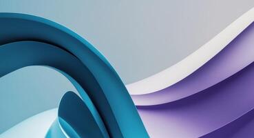 Fluid azure and violet curves forming sophisticated abstract linear design photo