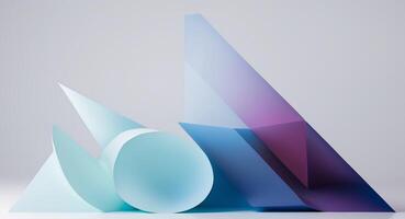 Geometric shapes creating a low poly effect with a gradient from light blue to dark purple photo