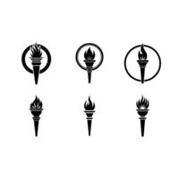 Freedom Torch Icon - and Linocut Silhouette Design vector