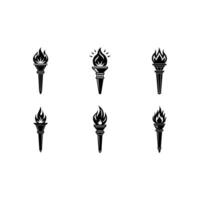 Torch Illustration and Linocut Silhouette Design vector