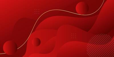 Red wave geometric design on background. Creative banner design with wave shape and gold lines as template. Simple horizontal banner. eps10 vector