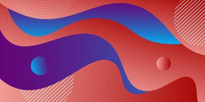 Red and blue geometric business banner design. Creative banner design with wave and circle shapes on bright background for template. Simple horizontal banner. Eps10 vector
