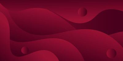 Abstract 3D wave art background design with dark red color for design. vector