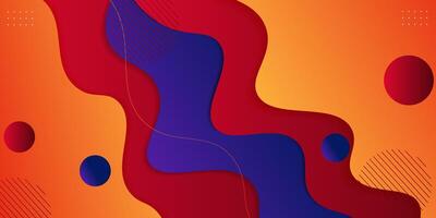 Orange and red geometric business banner design. Creative banner design with wave and circle shapes on bright background for template. Simple blue horizontal banner. Eps10 vector