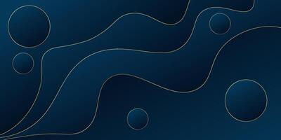 Dark blue gradient geometric business banner design. Creative banner design with wave shape and gold line as template. Simple dark horizontal banner. eps10 vector