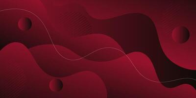Dark red wavy background with gradient textured background design in 3D style vector