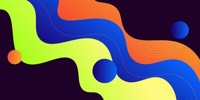 Abstract 3D wave art background design with dark black, green, orange and blue combination for design. Eps10 vector