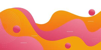 Pink and orange geometric business banner design. Creative banner design with wave and line shapes as template. Simple design on white horizontal banner. Eps10 vector