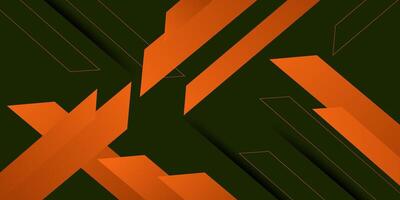 Abstract 3D background with overlapping orange shapes on green background. Seamless frame pattern design. Eps10 vector