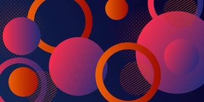 Pink and orange circle shape pattern with blue 3D abstract background. Trendy background concept. Eps10 vector