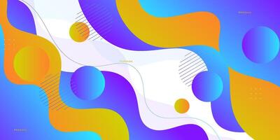 Orange and blue geometric business banner design. Creative banner design with wave and line shape as template. Simple design on white horizontal banner. eps10 vector