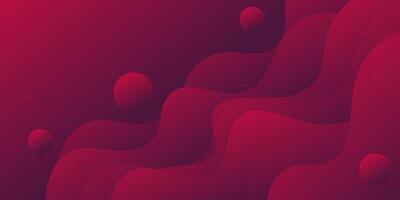 Abstract geometric dark red wave 3D background. Wave color background with circle pattern design. Liquid shape composition. eps10 vector