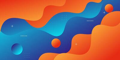 Orange and blue geometric business banner design. Creative banner design with wave and line shape as template. vector