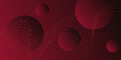 Abstract overlapping circles on dark red background. Modern geometric wave lines and circles background pattern design. Eps10 vector