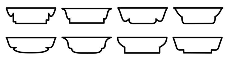 Collection of of unique bowl outlines, perfect for design and art projects showcasing modern minimalism. vector