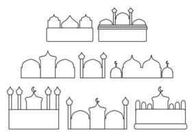Set of elegant mosque silhouettes for design projects perfect for use in architectural designs and artistic projects. vector