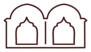 Decorative design featuring twin arches inspired by traditional Islamic architecture, perfect for various artistic applications. vector