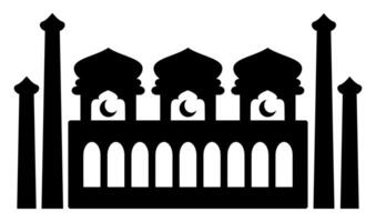 Black silhouette of an architectural structure with domes and towers, suitable for logos or decorative art. vector