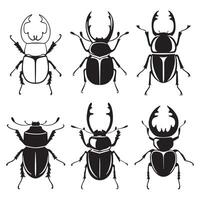 Silhouette Set of Rhinoceros Beetles for Design or Educational Use vector