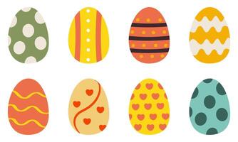 A festive set of beautifully decorated Easter eggs in various colors and patterns. vector