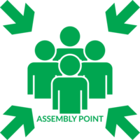 Assembly Point Evacuation Symbol. Fire Assembly Point. Emergency Exit Sign png