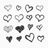 Hand drawn sketch style heart symbols set vector