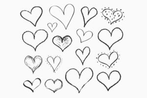 Hand drawn sketch style hearts symbols set collection vector