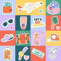 Seamless travel pattern in flat vector