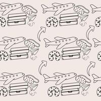 Seamless outline travel pattern with hand drawn elements vector