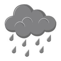 storm rain weather with grey cloud. vector