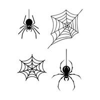 A set of high-contrast icons featuring spiders in different poses vector