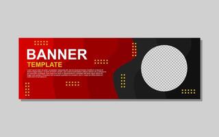 Red and black banner template with a circle in the middle. vector