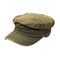 Sleek army-style olive cap for outdoor adventures, rugged and stylish design png