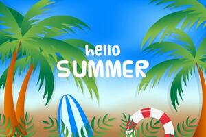 Summer background design with coconut trees vector