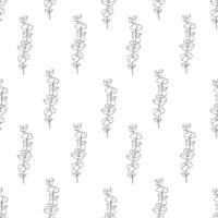 Seamless pattern of eucalyptus. Hand drawn branches illustration in monochrome painted black inks. Outline print for fabric, textile, wallpaper, packaging. vector