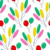 Colorful balloons in various shapes and sizes create a festive pattern suitable for parties vector