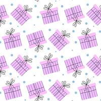 Colorful gift boxes with ribbons on a white background create a playful pattern vector