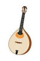 Mandolin with curved body and six strings displayed against a white background vector
