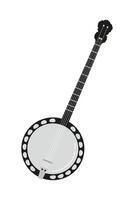 Traditional banjo displayed in a simple, stylish design with a round body and long neck vector