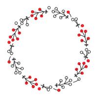 Decorative circular wreath design with red and white berries on a plain background vector