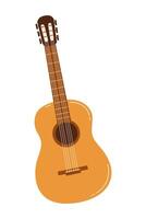 Colorful acoustic guitar resting on a simple background with warm tones and soft lines vector