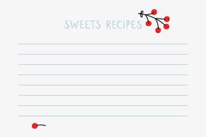 Blank recipe card designed for recording sweets recipes with decorative accents vector