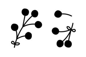 Decorative black branches with circular berries on a light background for design purposes vector