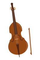 Elegant wooden string instrument and bow depicted in a minimalist style vector