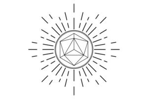 Sacred Geometry radiant icon, Merkaba logo template, Mystical tetrahedrons symbol. Ancient esoteric symbol, black tattoo in boho style, illustration isolated on white background vector