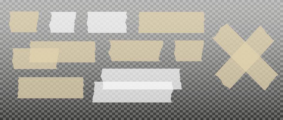 Scotch tape. Sticky paper tape. Adhesive Transparent sticky stripe. Sticker for collage, fixing photo notes.