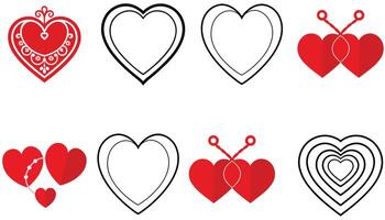 Red Heart Icons A Simple Elegant Collection vector