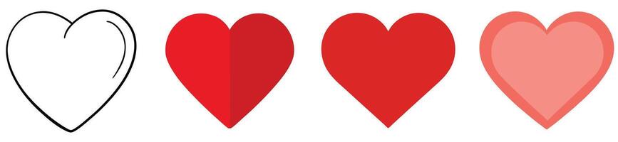 Beautiful Red Heart Icon Set Simple Graphics vector