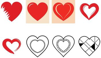 Minimalistic Red Heart Icons in Format vector