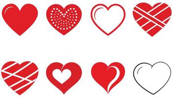 Set of Red Heart Simple Icons for Creative Projects vector